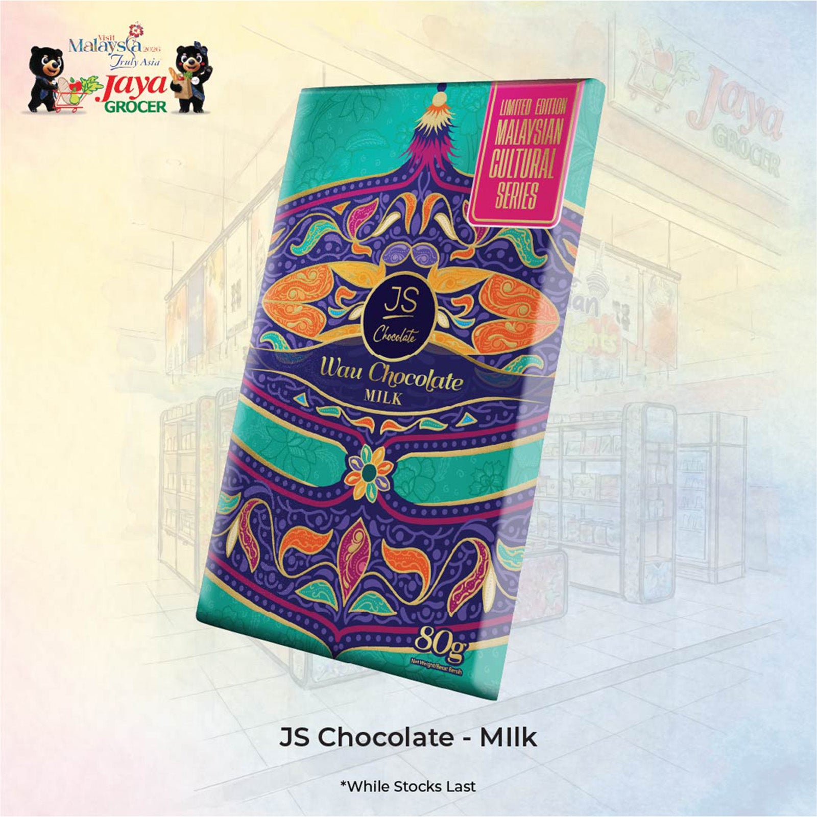 JS Chocolate - Wau Chocolate (Milk) 80g – Jaya Grocer | Plaza Jelutong