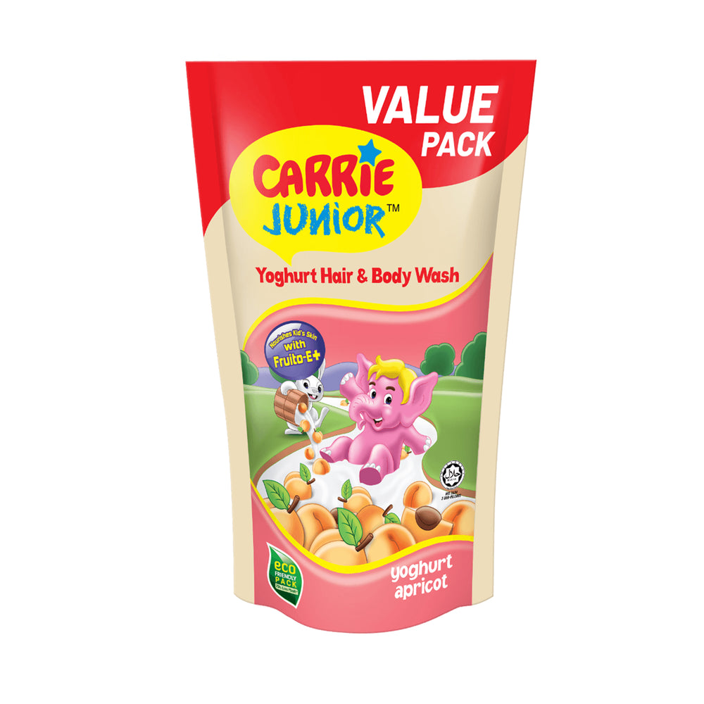 Carrie Junior Hair & Body Wash Yoghurt Apricot Refill 425g