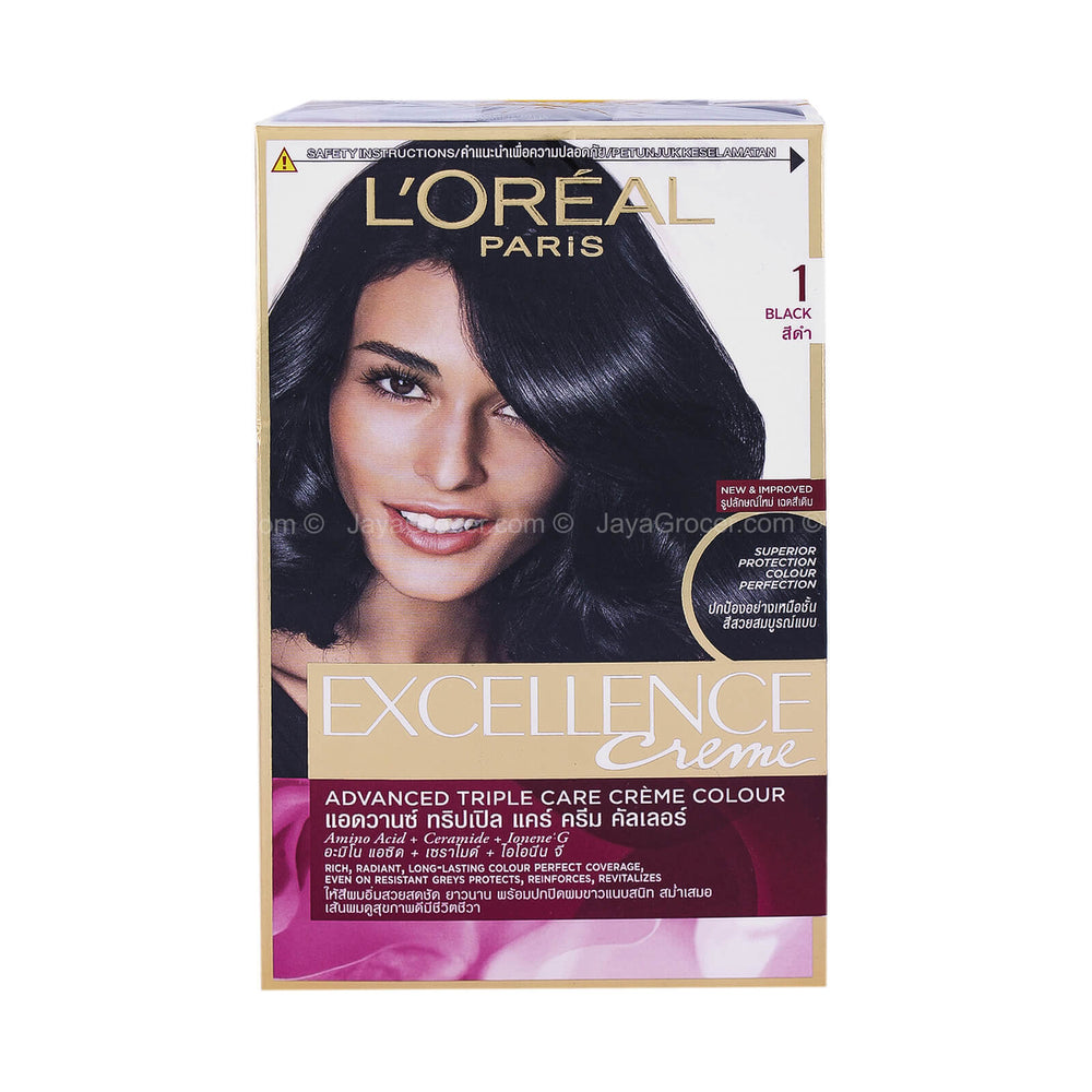 LÃ¢â‚¬â„¢ Oreal Paris Excellence CrÃƒÂ¨me 1 Black Hair Colour 1unit