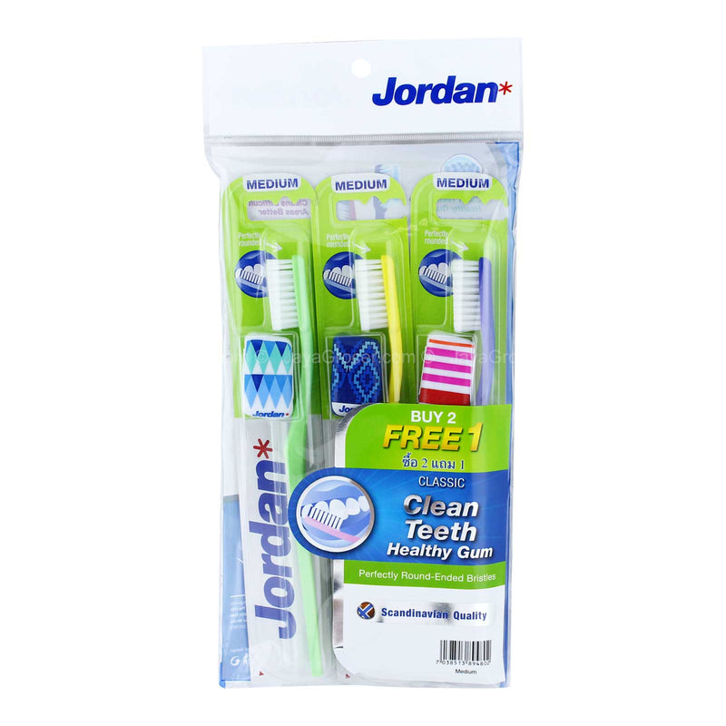 Jordan Classic Medium Toothbrush 3pcs/pack