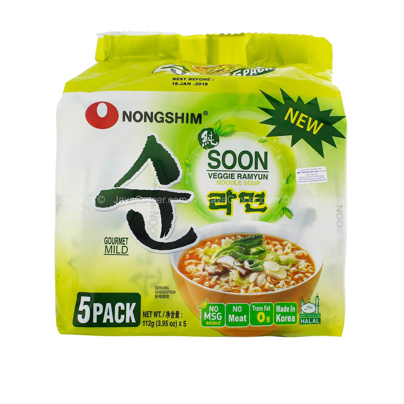Nongshim Soon Veggie Ramyun Gourmet Mild Noodle Soup 112g x 5