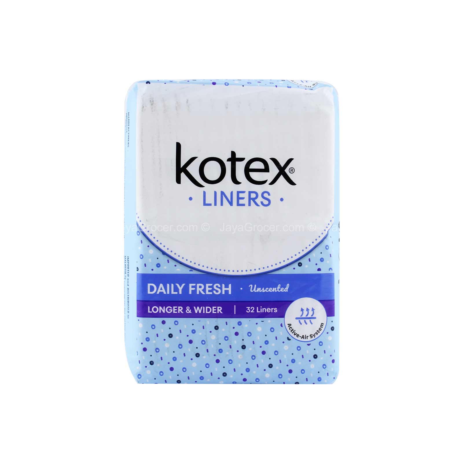 Kotex Liners Daily Fresh Unscented Longer and Wider 30sheets