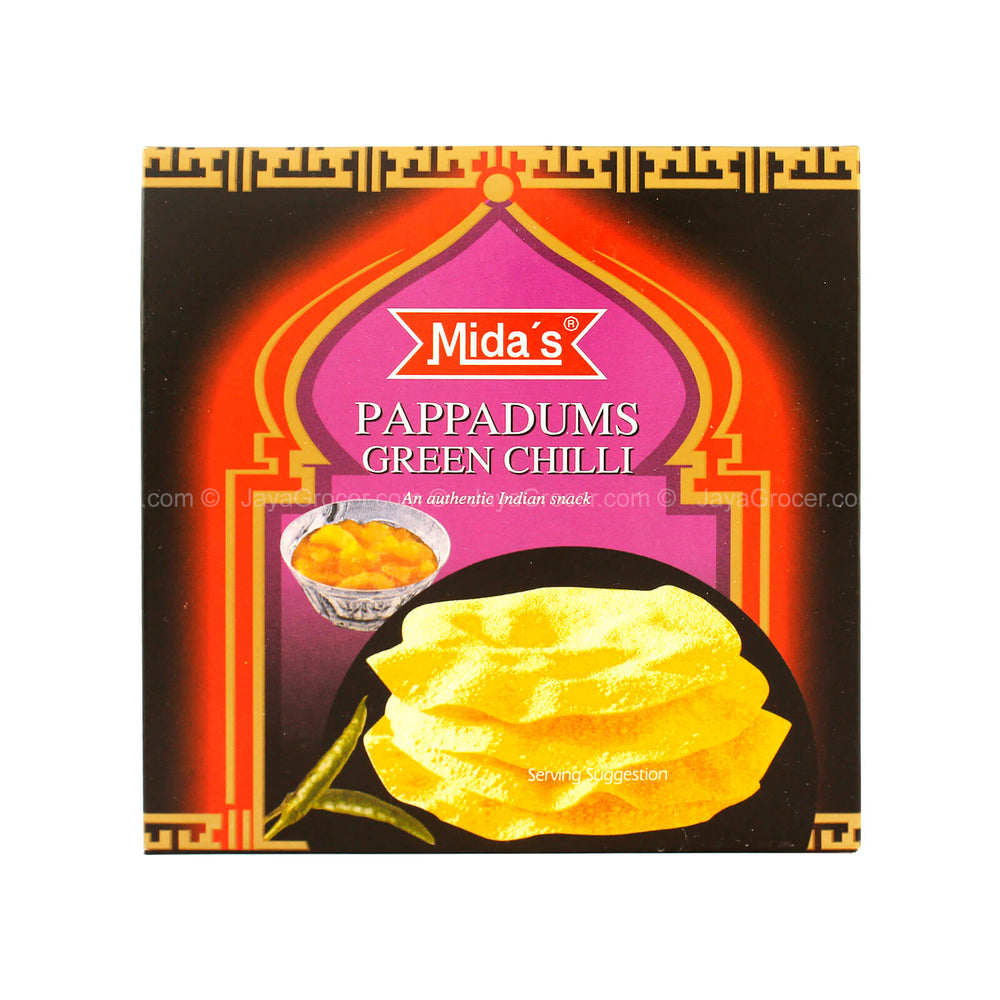 Mida’s Pappadums Green Chilli 110g