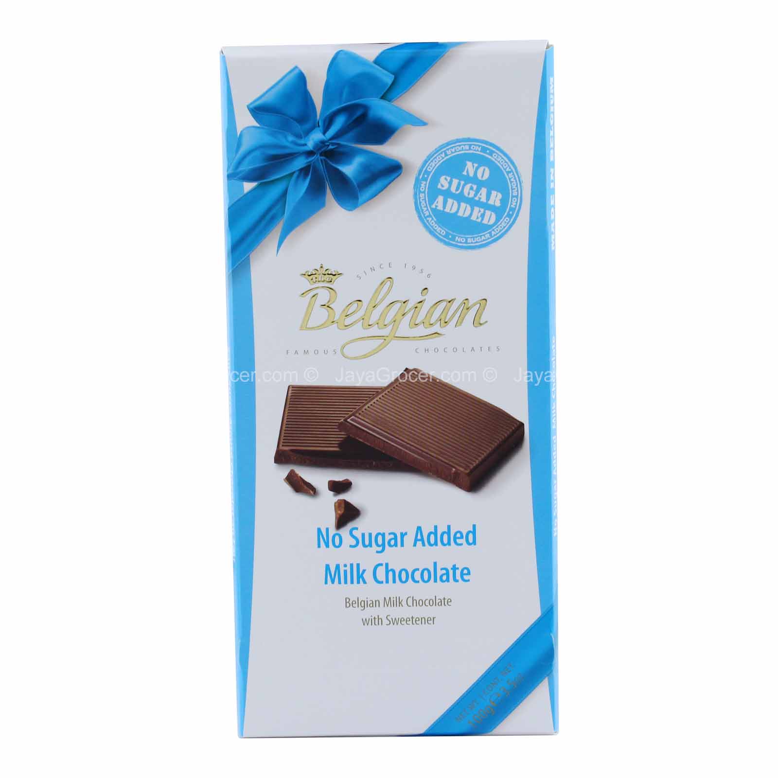 Belgian No Sugar Added Milk Chocolate 100g