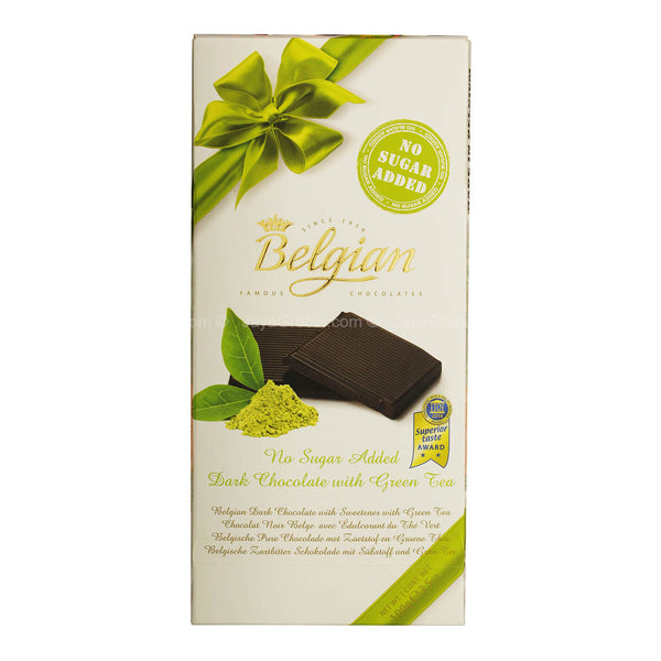 Belgian No Sugar Added Dark Chocolate with Green Tea 100g