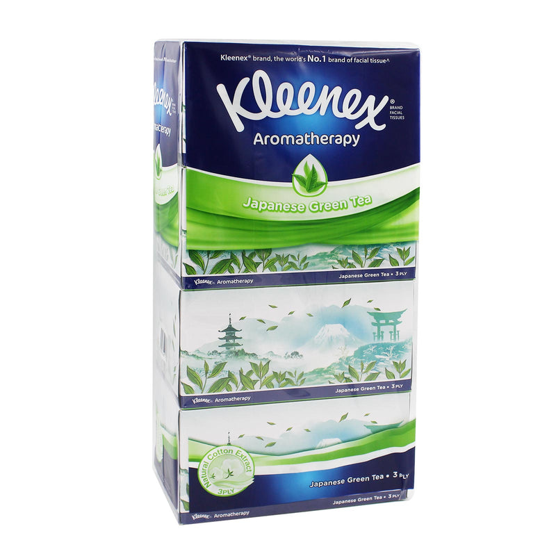 Kleenex Aromatherapy Japanese Green Tea Scented Soft Facial Tissue 90pcs x 4