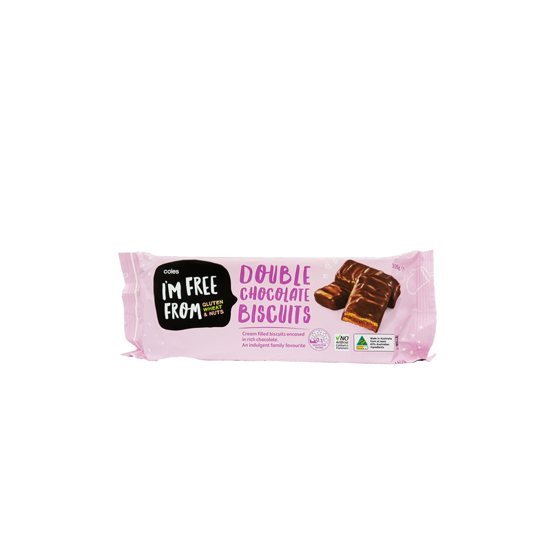 Coles I'm Free From Gluten, Wheat and Nuts Double Chocolate Biscuits 165g